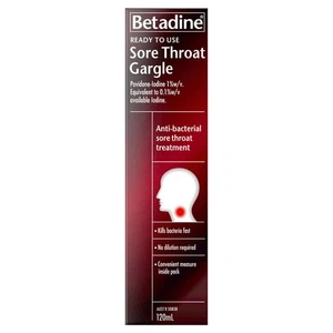 Gárgaras para dolor de garganta Betadine listo para usar 120 ml - Imagen 1 de 2