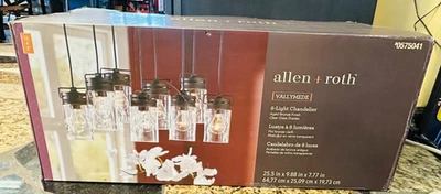 Allen + Roth Vallymede 8-Light Aged Bronze Farmhouse Clear Glass Pendant Light - Image 1 of 4