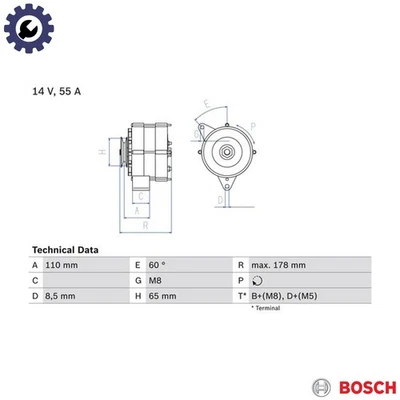 ALTERNATOR 0 986 034 220 FOR VW SANTANA GOLF/I/Cabriolet/�/II/Mk/Van SCIROCCO - Image 1 of 4