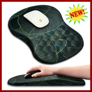 Ergonomic Mouse Pad Wrist Rest Support Non-Slip Computer PC Laptop Green Leaves - Picture 1 of 7