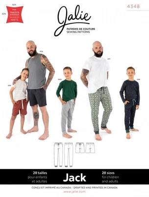 Jalie Paper Sewing Pattern 4348 Jack Pull On Lounge Pants & Shorts - Image 1 of 3