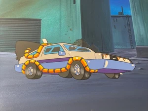 Back to the future Animation Cels cartoon production art Background DeLorean I8 - Picture 1 of 3
