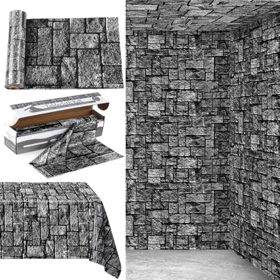 Rollo de mantel desechable 100 pies x 54 pulgadas - telón de fondo de pared de piedra para fiestas Foto 1 de 4