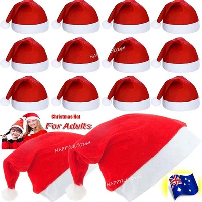 20PCS 30PCS 40pcs Adult Xmas Hats Red Bulk Caps Santa Novelty Christmas Party - image 1 of 4