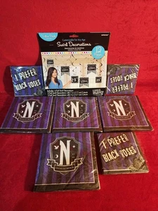 NEW Wednesday Addams Netflix I Prefer Black Roses Napkins 112 total RARE LOOK! - Picture 1 of 2