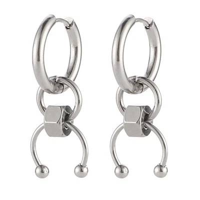 Pendientes de aro gótico, pendientes de acero inoxidable sin deslustre un par CE04 Foto 1 de 2