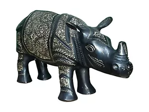 Estatuilla de rinoceronte de latón vintage bien detallada decoración del hogar y la oficina estatua - Imagen 1 de 1