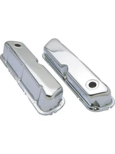 Trans-Dapt Valve Cover Stock Height Baffled Breather Holes Steel Chrome (9237) - Picture 1 of 12