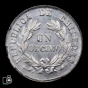 Chile 1 Decimo 1893, silver coin. UNC! - Picture 1 of 2