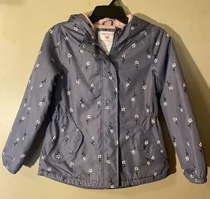 Carter’s Girls Gray Floral Hooded Fleece Lined Coat Size 10 - Picture 1 of 10