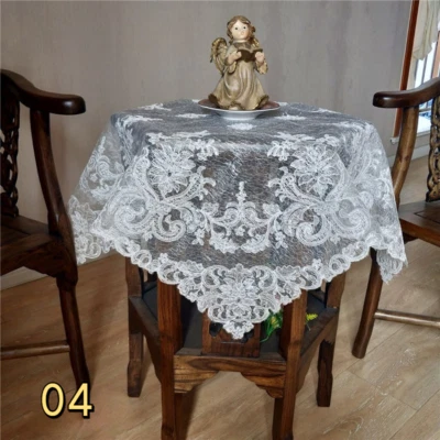 Mantel cuadrado bordado encaje manteles muebles cubierta antipolvo pastoral hágalo usted mismo Foto 1 de 4