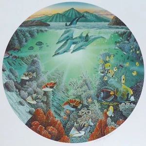 Robert Lyn Nelson Honolua Bay of Piilani HAND SIGNED Mixed media US Marine Art - Picture 1 of 4