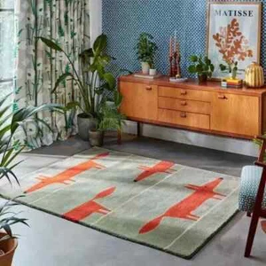 Mr Fox Rug - Mint / Popp Carpet New Hand Tufted Wool Carpet Area Rug - Picture 1 of 4