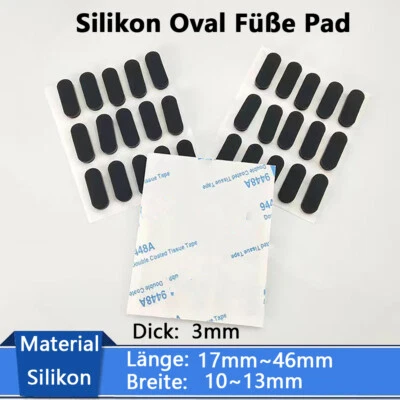 3mm Dick Ovale Silikonfüße Pad Selbstklebende Schwarz Anti-Rutsch Matte Laptop - Bild 1 von 4
