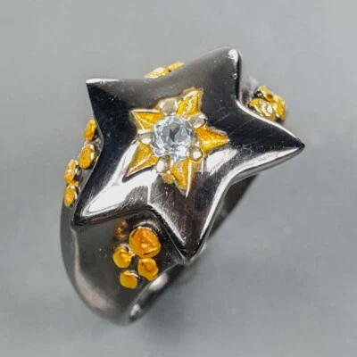 Jewelry Gift Natural Blue Topaz Silver Ring 925 Sterling/ RVS415 - Image 1 of 3