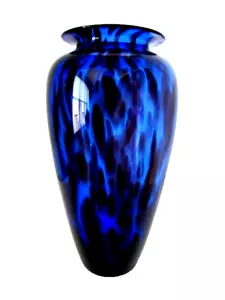 *Beautiful Large Cobalt Blue Swirl Black Murano Style Art Glass 13.25" - Picture 1 of 8