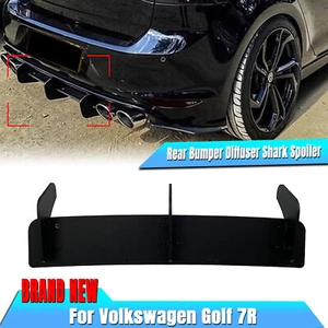 Black Rear Bumper Diffuser Lip Shark Fin For VW Golf 7 MK7 R Rline 2014-2017 - Picture 1 of 10