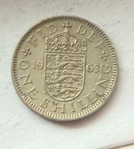 Great Britain 1963 1 One Shilling Coin; George VI, English Shield - Picture 1 of 2