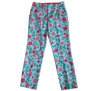 Shinesty Pants Mens Size 33x33 Kentucky Fried Daily Double Derby Roses Blue - Picture 1 of 7