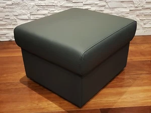 Dunkelgrau Echt Leder Hocker aufklappbar mit Stauraum Sitzhocker Fußhocker 60x55 - Bild 1 von 6