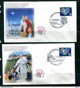USA 1993 4 Covers Visit of Pope John Paul II to Denver World Youth Day 12708 - Picture 1 of 2