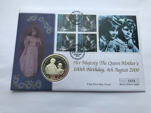 2000 GIBRALTAR QUEEN MOTHERS 100th ONE 1 CROWN 2001 COIN FDC COVER - Picture 1 of 5