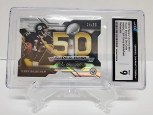 2015 Topps Chrome Mini Super Bowl 50 Terry Bradshaw Refractor #24/50 CGC 9 MINT - Picture 1 of 3