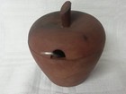 Vintage Treen Turned Wooden Apple Pot Container & Spoon