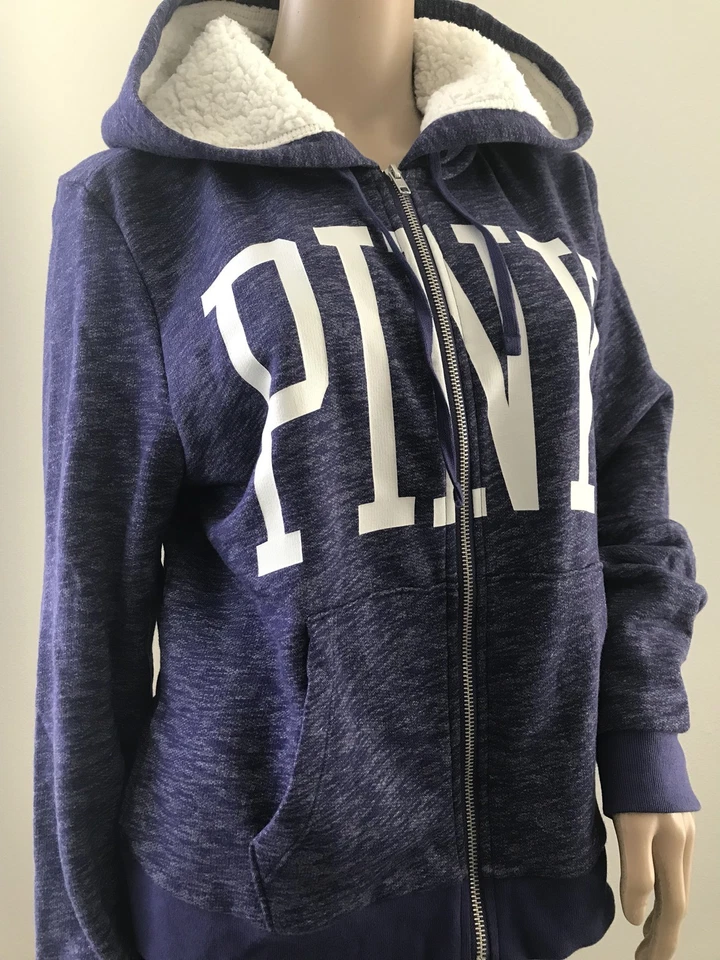 Victoria's Secret Pink Bling Full Zip Hoodie Soft Begonia Large