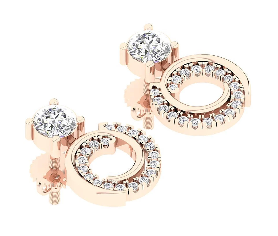 Pendientes araña colgantes círculo diamante natural I1 G 0,70 quilates oro macizo 14K Foto 1 de 4