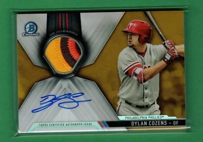 2017 BOWMAN CHROME DYLAN COZENS AUTO JERSEY PATCH GOLD REFRACTOR 47/50 PHILLIES - Image 1 of 2
