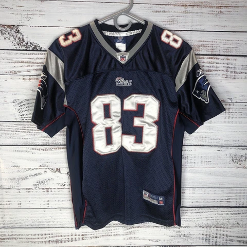 Reebok New England Patriots Wes Welker #83 Blue Sewn NFL Jersey Youth Medium M Cover