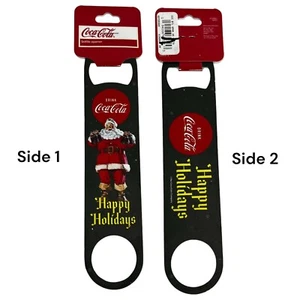 Coca-Cola Christmas Santa Bottle Opener Happy Holidays Coke Cola 2 Sided Metal - Picture 1 of 9
