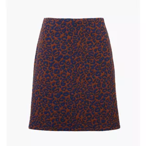 M&S A-Linie Stretch Animal Print Rock - Cognac Braun / Blau UK 10 NEU - Bild 1 von 3
