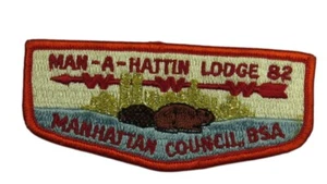 Man-A-Hattin Lodge 82 Greater New York, Manhattan NY Flap ORG Bdr (LX587) - Picture 1 of 2