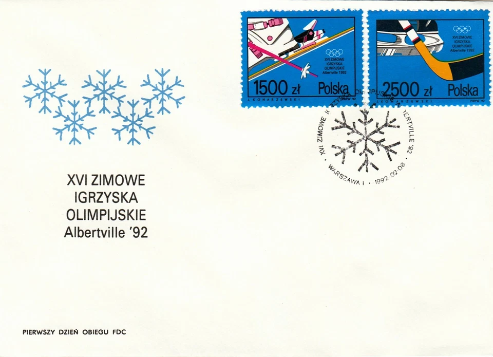 Poland FDC 1992 Albertville Winter Olympics Combo Cover - Image 1 of 1