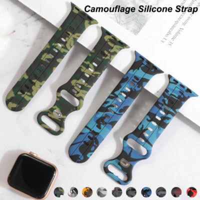 For Apple Watch Ultra2 & Ultra1 Band 49mm Camouflage Silicone Strap 10 9 8 7 6 5 - Image 1 of 4