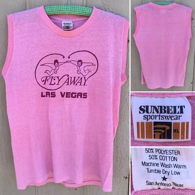 vintage Fly Away Las Vegas muscle tee shirt sleeveless t shirt 80s 1980s size XL - Image 1 of 4