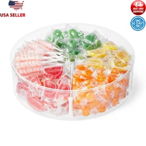 Clear Plastic Turntable Organizer W/ Dividers Pantry Storage Kitchen Rotating US - Picture 1 of 8