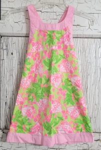Lilly Pulitzer Cabanarama Neon Green Pink Label Cross Strap Dress Girls Sz 7 - Picture 1 of 5