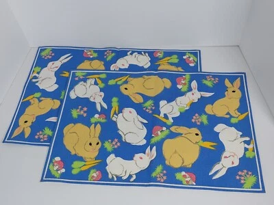 Juego De Colección 2 Manteles de Algodón de Tela Setas Zanahoria Conejo Conejo de Pascua 12.5"x19" Foto 1 de 4