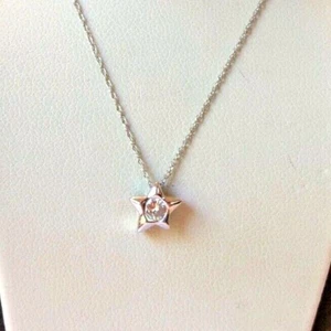 Damen 1/10 Ct. Runder Diamant Stern Anhänger & Kette 10k Weißgold Halskette - Bild 1 von 4