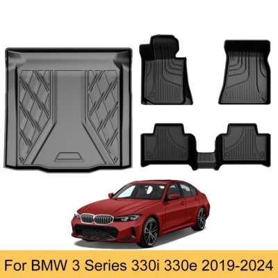 For BMW 3 Series 330i 330e 2019-2025 Car TPE Floor Mats & Trunk Mat All Weather - Image 1 of 4