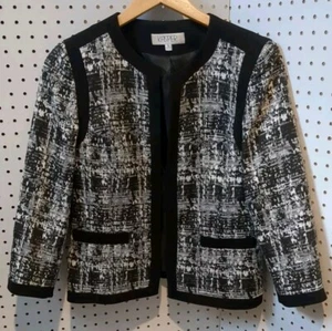 Kasper Women's Blazer Size 6 Black White Long Sleeve - Picture 1 of 5