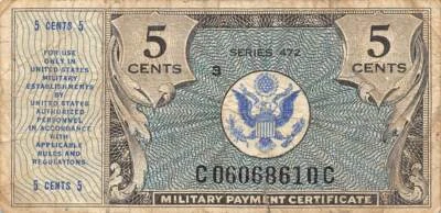 USA / MPC  5  Cents  1947  Series  472  Plate  3  Circulated Banknote  M6 - Image 1 of 2