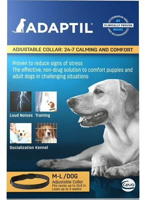 Adaptil 100520379 27.6in Adjustable Calming and Comfort Collar for M to L Dogs