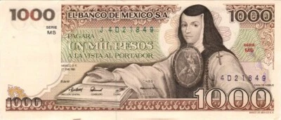 Mexico 1000 Pesos 1978–1985 UNC (P-70 P-76 P-80 P-81 or P-85) B591 - Image 1 of 2