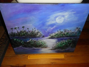 ROCHELLE Oil Painting Florida Everglades Highwaymen Style Signed Original 20X16 - Picture 1 of 12