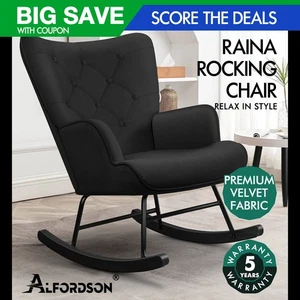 ALFORDSON Armchair Rocking Chair Accent Feeding Chair Lounge Sofa Couch Black - Picture 1 of 11