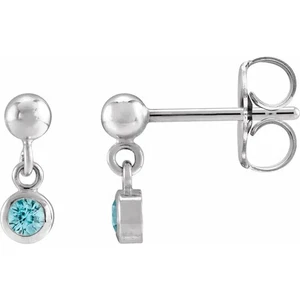 Conjunto de pendientes de plata de ley con bisel de circón azul natural - Imagen 1 de 2